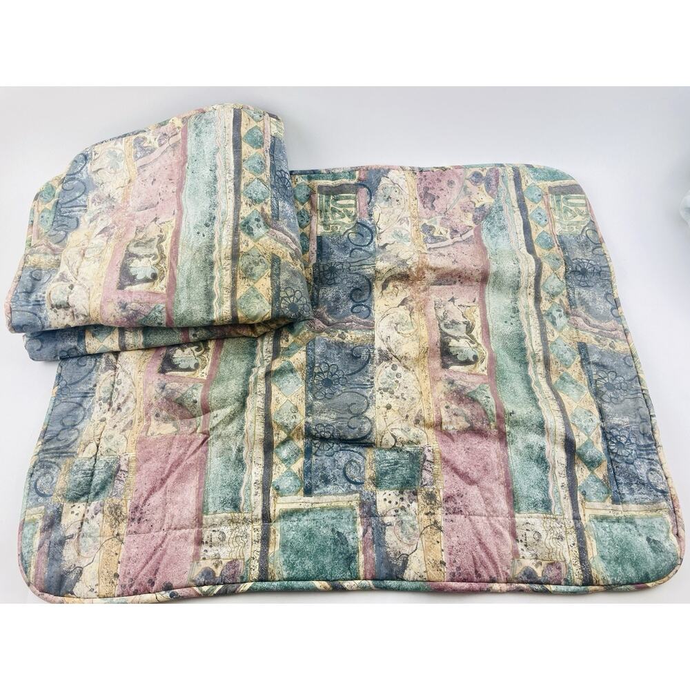 Set Croscill Vintage 1980’s Pastel Watercolor Pillow Shams Pink Green Geometric